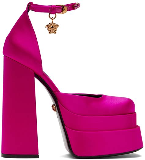 versace platform heels pink|versace platform heel boots.